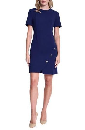 DKNY Button Trim Short Sleeve Shift Dress in Marine at Nordstrom Rack, Size 10