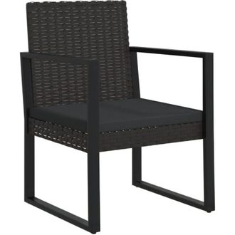 vidaXL Poltrona da Giardino con Cuscino Nero in Polyrattan vidaXL