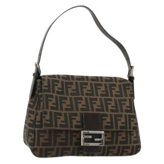Fendi Pre-owned Shoulder Bags, female, Brown, Size: ONE SIZE Pre-owned Zucca Canvas Shoulder Bag