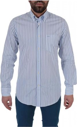 Paul & Shark Gestreept Overhemd met Knoopsluiting - Heren - Casual Overhemden - Blauw - M - Katoen - Overhemden