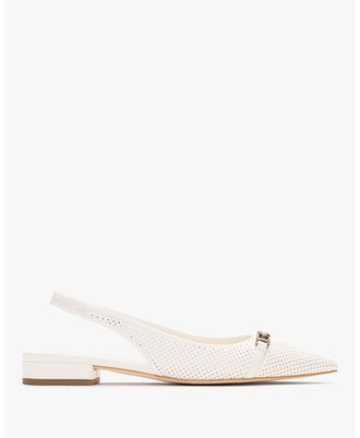 Kate Spade New York Womens Hallie Perforated Leather Slingback Flat - Beige - Size UK 6.5