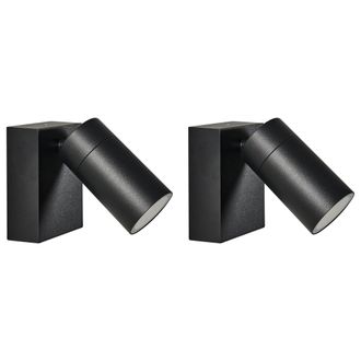 Beliani Conjunto De 2 L&aacute;mparas De Pared Exterior Focos Iluminaci&oacute;n Moderna De Aluminio Negro Manor