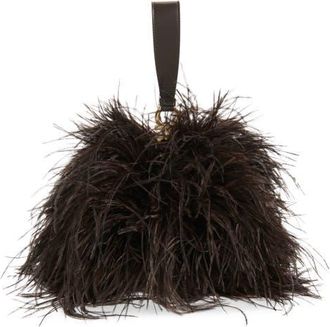 Ferragamo Double Gancini Ostrich Feather & Leather Clutch in T.moro Testa Di Moro 099 at Nordstrom