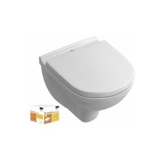 Villeroy & Boch Pack Inodoro Suspendido Compacto Sin Borde Villeroy Et Boch O Novo + Asiento + Placa Cromada + Estructura Grohe