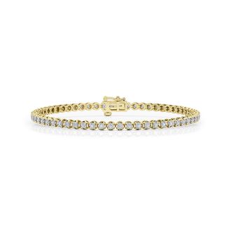 Grown Brilliance 1 Carat Round Lab Grown Diamond Tennis Bracelet in 14K Yellow Gold Plated Silver, G Color, SI Clarity, 8 Inches
