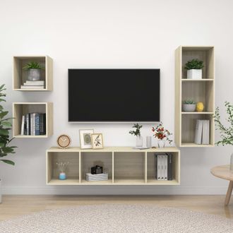 Berkfield Home 4 Piece TV Cabinet Set Sonoma Oak Engineered Wood in Brown