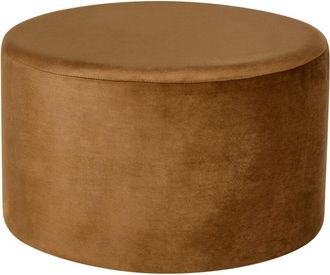 Beliani Puf Redondo Moderno De Terciopelo Glamuroso Sala De Estar Dormitorio Marr&oacute;n Dorado Millen