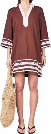 English Factory Ric Rac Tunic Mini Dress In Chocolate Brown