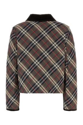 Burberry Womens Embroidered Cotton Jacket Mossbrowninkgrey Giubbini