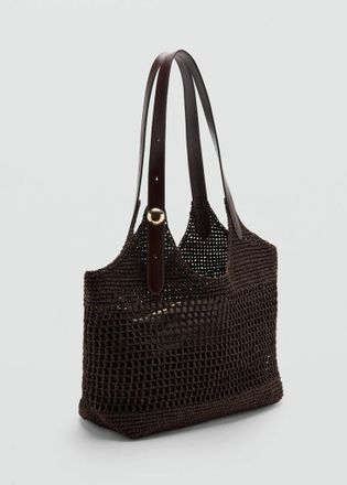 Mango Borsa tote fibra naturale cioccolato - Donna - Taglia unica - MANGO