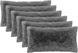 vidaXL Funda De Almohada 6 Pcs Heerlen Gris Claro 40 X 70 Cm Fleece Pv Vidaxl