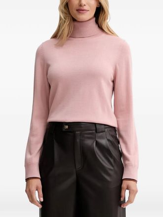 Paul Smith turtleneck striped-trim sweater - women - Merino - S - Pink