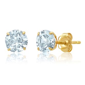 MAX + STONE 14k Yellow Gold 6MM Round Stud Gemstone Earrings