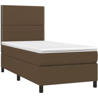 vidaXL Vidaxl - Cama Box Spring Con Colch&oacute;n Tela Marr&oacute;n Oscuro 90x190 Cm