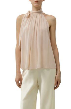 LilySilk Womens Silk Georgette Tie-Neck Blouse in Dusty Pink at Nordstrom, Size X-Small