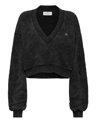 Philipp Plein Washed V-Neck Sweatshirt Piercing
