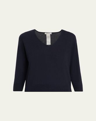 The Row Orchidea Cashmere Knit V-Neck Top