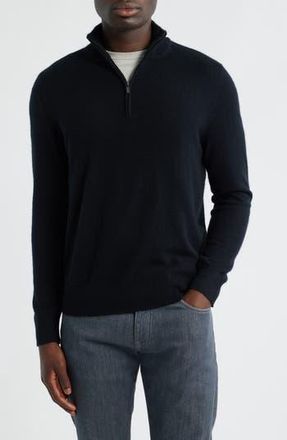 Nordstrom Quarter Zip Cashmere Sweater in Black Caviar at Nordstrom Rack, Size Xx-Large