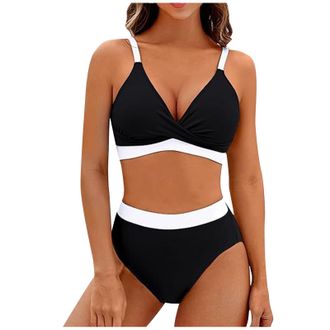 Generic Womens Swimwear 2 Piece Set Tummy Control Bikini Bottoms Top Sexy Beachwear Plus Size Swimsuits Swimming Costume Ladies Comfortable Swimwear Summer UK