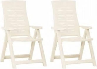 vidaXL Sillas Plegables Reclinables, 2 Unidades, Pl&aacute;stico Blanco Vidaxl
