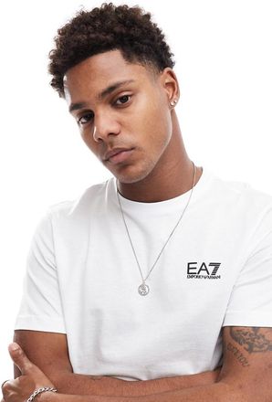 Emporio Armani T-shirt bianca con logo sul petto-Bianco