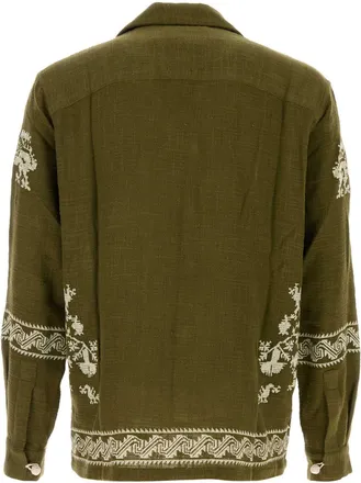 Baziszt Embroidered Cotton Shirt - Khaki