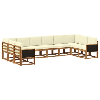vidaXL Conjunto De Sof&aacute;s De Exterior Con Coj&iacute;n 10 Pcs Natural Y Crema Vidaxl