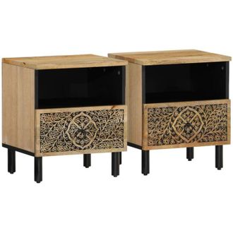 vidaXL Mesitas De Noche 2 Uds Madera Maciza De Mango 40x33x46 Cm Vidaxl
