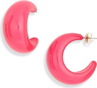 Leith Puffy Resin Hoop Earrings in Coral at Nordstrom Rack