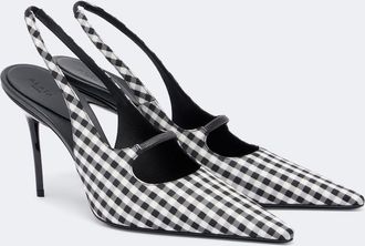 Alaia Ala&iuml;a Drop gingham slingback pumps