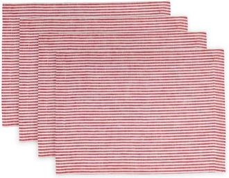Solino Home Linen Placemats Set of 4, 14 x 19 Inch for Dining Table, Holiday and Everyday Table Decor - Narrow Stripe in Red And White at Nordstrom