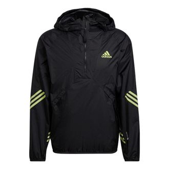 adidas Stripe Logo Sports Training Half Zipper Jacket Black H65744