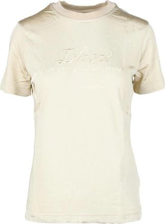 Diesel Casual Viscose Katoen T-shirt - Dames - T-shirts - Beige - XS - Katoen - Tops