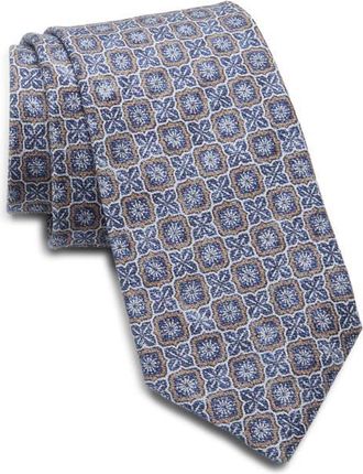 David Donahue Geometric Silk Tie in Chocolate at Nordstrom