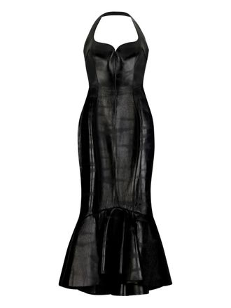 Roberto Cavalli leather midi dress - Black