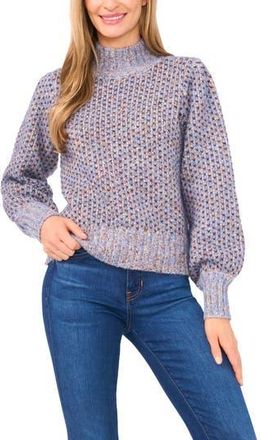 CeCe by Cynthia Steffe Marled Blouson Sleeve Jacquard Sweater in Lt Blue Multi at Nordstrom Rack, Size Xx-Small