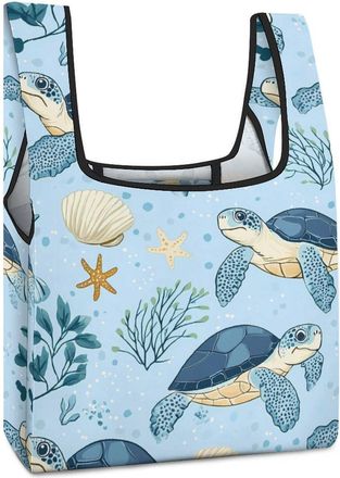Generic Sea Turtle Shopping Bag Reusable Grocery Tote Bag Foldable Handbag for Travel Picnic