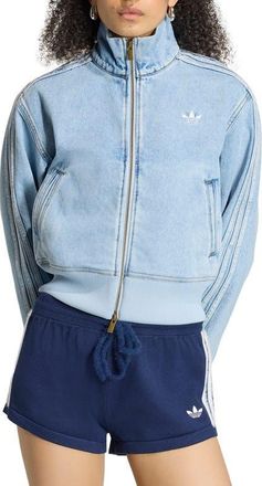 adidas Originals Denim Track Jacket in Light Denim at Nordstrom, Size Xx-Small