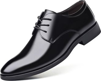 Generic Mens Breathable Leather Shoes Business Leather Casual Official Social Shoe for Men Fashion Dress Shoes,Black,39