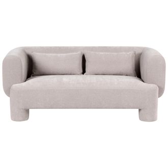 Beliani Sof&aacute; 3 Plazas Tapizado De Tela Con Textura Aterciopelada Patas Cil&iacute;ndricas Estilo Org&aacute;nico Beige Hogbo