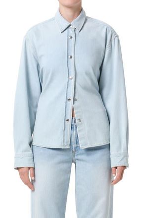 A Gold E Theo Flutter Denim Shirt in Link (Light Pale Tinted Ind) at Nordstrom, Size X-Small