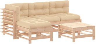 vidaXL Vidaxl - Juego De Muebles De Jard&iacute;n 5 Piezas Y Cojines Madera Maciza