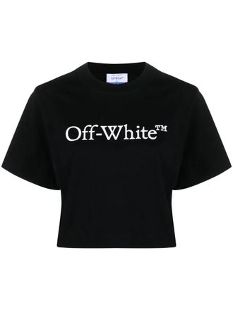 Off-white Big Logo Bookish Crop Tee Black White