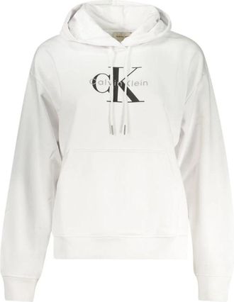 Calvin Klein Hooded sweatshirt met lange mouwen - Dames - Hoodies - Wit - L - Katoen - Hoodies & sweatvesten