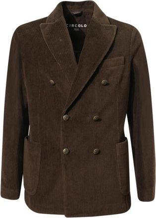 Circolo 1901 Dubbel-Borst Katoenmix Jas - Heren - Blazers - Bruin - L - Katoen - Jassen