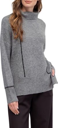 Blu Pepper Stripe Turtleneck Sweater in Heather Grey at Nordstrom Rack, Size Medium