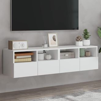 vidaXL Vidaxl - Muebles Tv De Pared 2 Uds Madera Ingenier&iacute;a Blanco 60x30x30 Cm