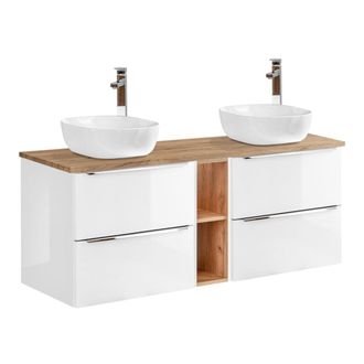 Petits Meubles Mueble lavabo 140 cm 2 nichos estratificado Blanco