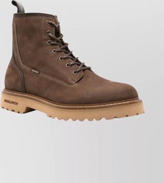 Woolrich nubuck leather ankle boot with lug sole