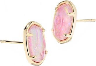 Kendra Scott Womens Grayson Stone Stud Earrings In Gold Pink Iridescent Mother Of Pearl
